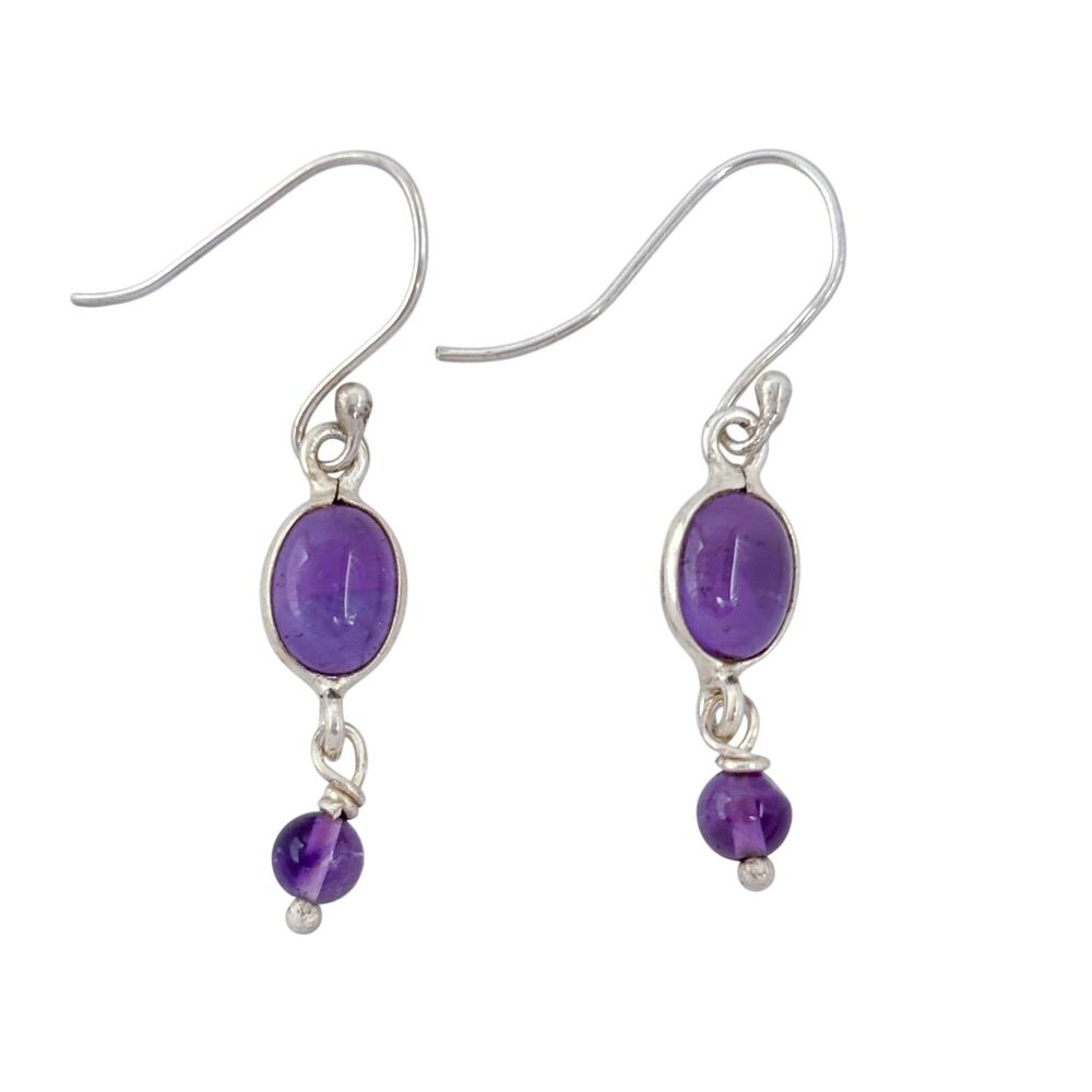 Vintage Sterling Silver 925 Amethyst Dangle Earrings